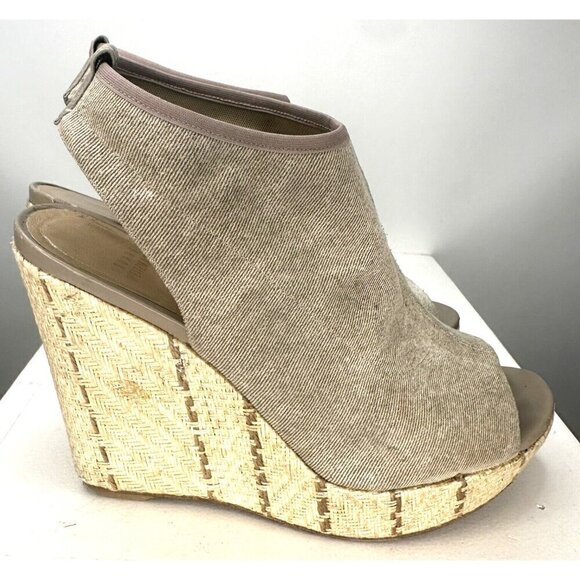 Stuart Weitzman Womens Wedge Heel Sandals Espadrille Platform Canvas Beige 9.5M - Picture 7 of 12